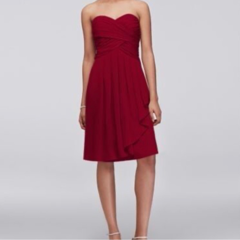 David’s Bridal bridesmaids dress. Style: F14847, Color: Apple Red, Size: 16